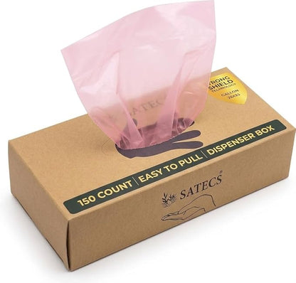 SATECS 150 Count Gallon Freezer Bags (23x35 cm) - Pink Plastic Food Storage Bags in Easy-Pull Dispenser Box - Flat Open Top Large Sandwich Bags for Kitchen Organization, Batch Cooking & Soup Storage